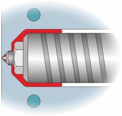 Plastic leak spreading around the nozzle